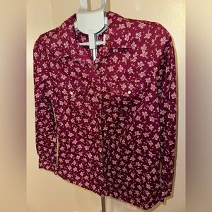 Wrangler Women’s Floral Western Button-Down Shirt | Burgundy | Long Sleeve